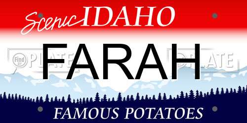 FARAH Idaho License Plate
