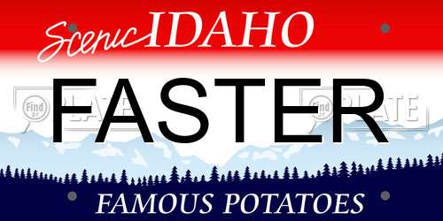 FASTER Idaho License Plate