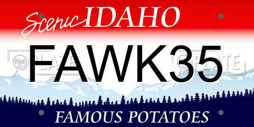 FAWK35 Idaho License Plate