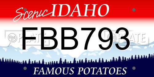 FBB793 Idaho License Plate