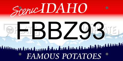 FBBZ93 Idaho License Plate