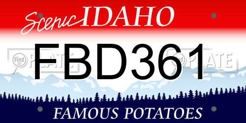 FBD361 Idaho License Plate