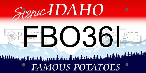 FBO36I Idaho License Plate