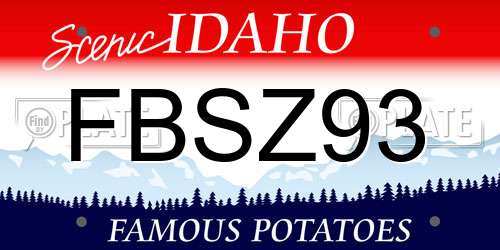 FBSZ93 Idaho License Plate