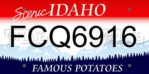 FCQ6916 Idaho License Plate