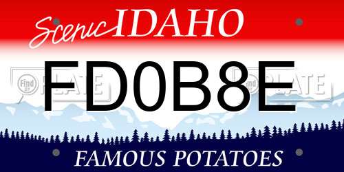 FD0B8E Idaho License Plate