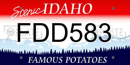 FDD583 Idaho License Plate