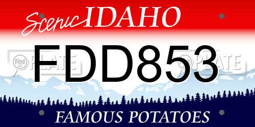 FDD853 Idaho License Plate