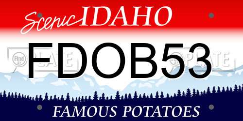 FDOB53 Idaho License Plate