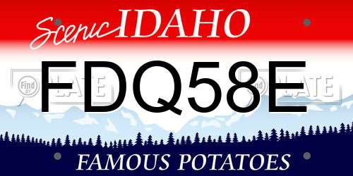 FDQ58E Idaho License Plate