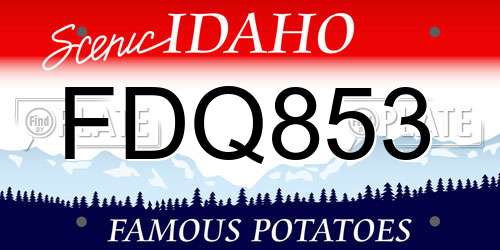FDQ853 Idaho License Plate