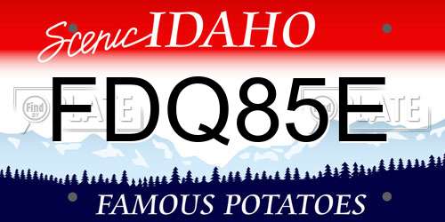 FDQ85E Idaho License Plate