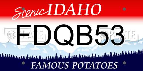 FDQB53 Idaho License Plate