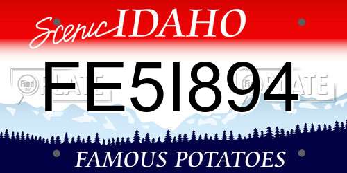 FE5I894 Idaho License Plate