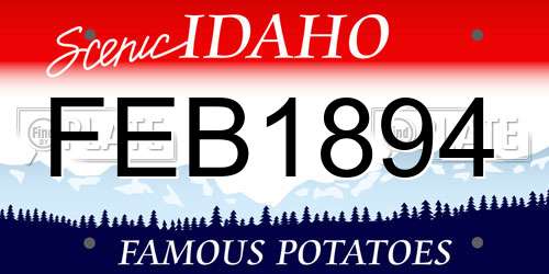 FEB1894 Idaho License Plate