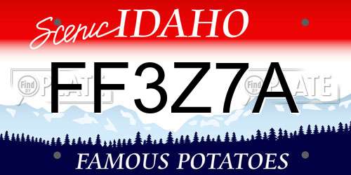 FF3Z7A Idaho License Plate