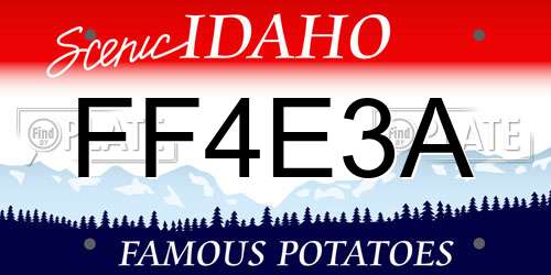 FF4E3A Idaho License Plate