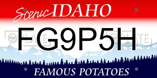 FG9P5H Idaho License Plate