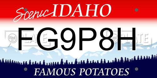 FG9P8H Idaho License Plate