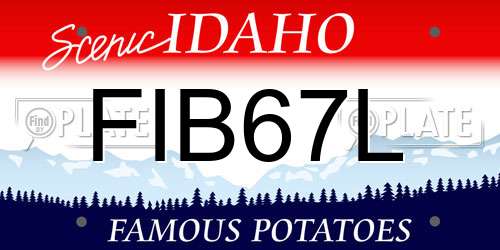 FIB67L Idaho License Plate