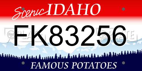 FK83256 Idaho License Plate