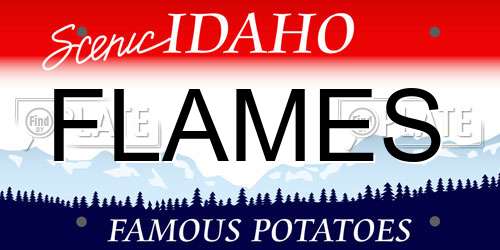 FLAMES Idaho License Plate