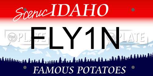 FLY1N Idaho License Plate