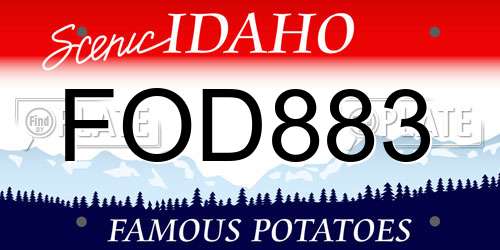 FOD883 Idaho License Plate