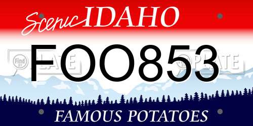 FOO853 Idaho License Plate