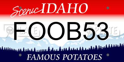 FOOB53 Idaho License Plate
