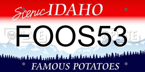 FOOS53 Idaho License Plate