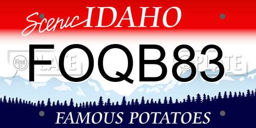 FOQB83 Idaho License Plate