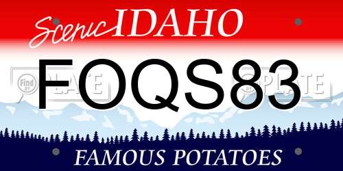 FOQS83 Idaho License Plate