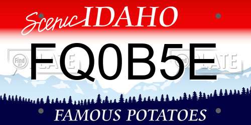FQ0B5E Idaho License Plate