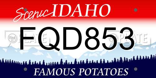 FQD853 Idaho License Plate