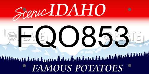 FQO853 Idaho License Plate