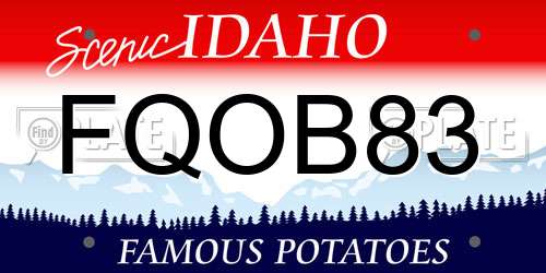 FQOB83 Idaho License Plate