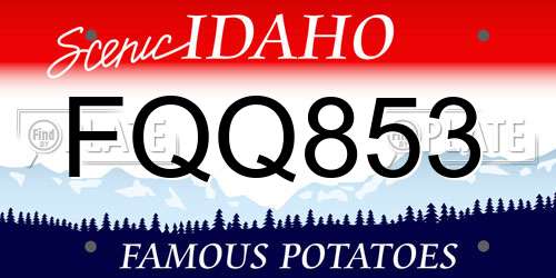 FQQ853 Idaho License Plate