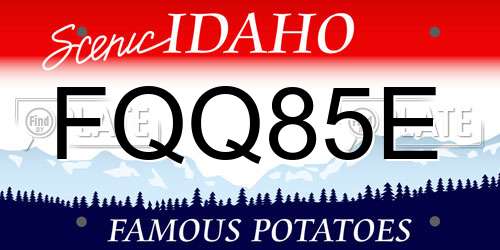 FQQ85E Idaho License Plate