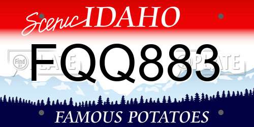 FQQ883 Idaho License Plate