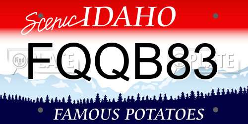 FQQB83 Idaho License Plate