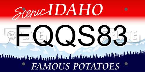 FQQS83 Idaho License Plate
