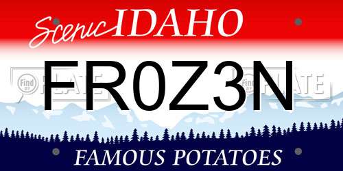 FR0Z3N Idaho License Plate