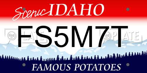 FS5M7T Idaho License Plate
