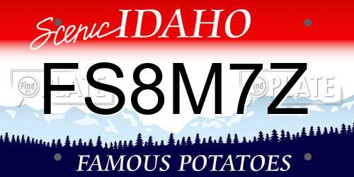 FS8M7Z Idaho License Plate