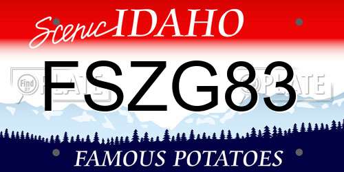 FSZG83 Idaho License Plate
