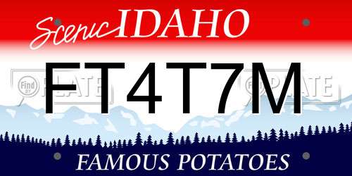 FT4T7M Idaho License Plate