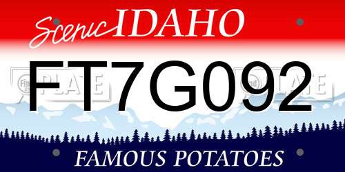 FT7G092 Idaho License Plate