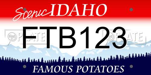 FTB123 Idaho License Plate