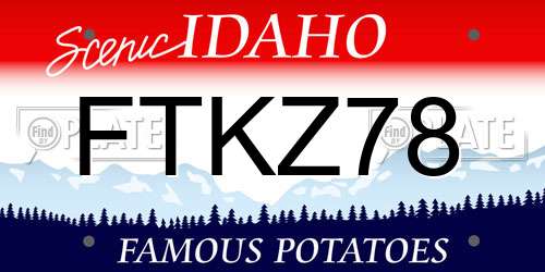 FTKZ78 Idaho License Plate